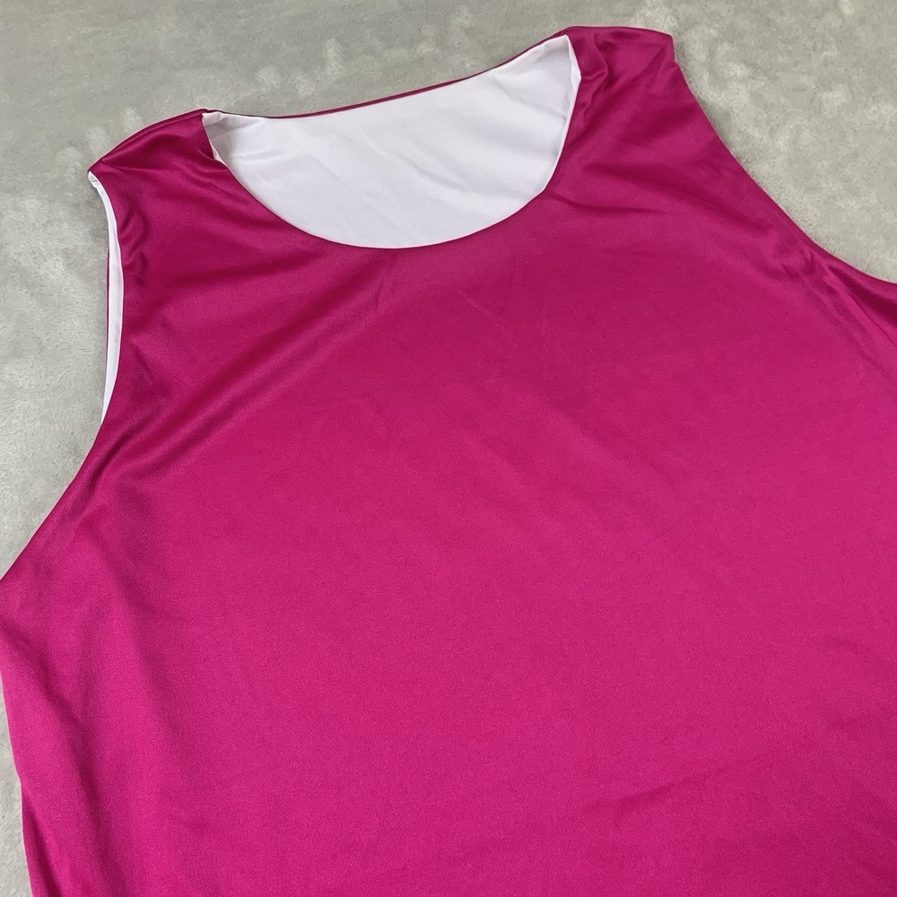 Badger Sport Reversible Jersey Womens Large Pink White Sleeveless Performance